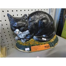 Vintage heavy cast cat door stopper