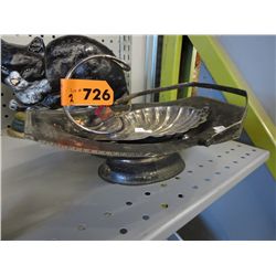 Silver plated basket & shell dish with spoon