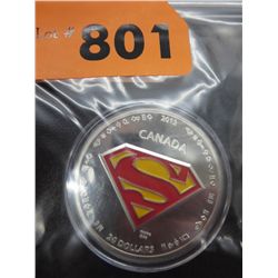 2013 CDN $20 Superman shield coin. 99.99 fine silver