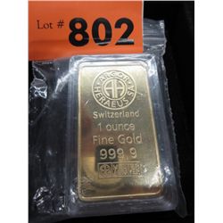 Argor art bar .999 Gold plated