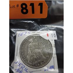 1885 Peru silver Un Sol coin .900 Silver