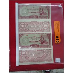 WWII Japanese occupied Burma rupees - 4x