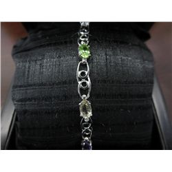Multi gemstone & diamond tennis bracelet