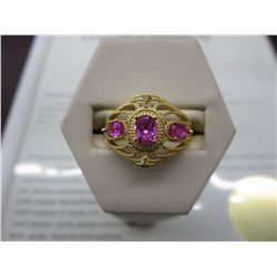 Bubble gum pink quartz & diamond ring