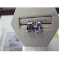 Brand new amethyst & diamond stud earrings