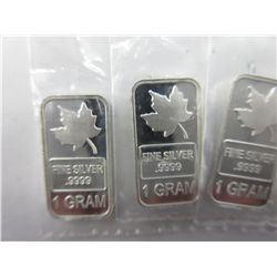 4 x .999 silver Canada Maple Leaf bars