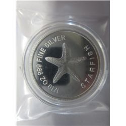 .999 Fine silver Starfish round