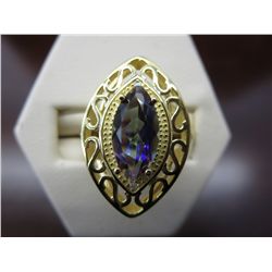 Gold & .925 silver Mystic Topaz & diamond ring