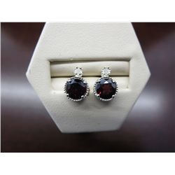 Brand new garnet & diamond stud earrings