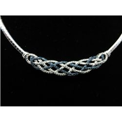 White & blue diamond Omega necklace