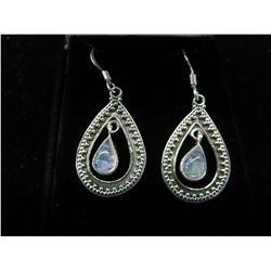 Custom made blue moonstone French hook earrings