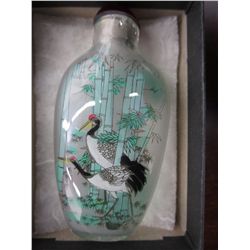 Hand painted Chinese snuff bottle with stopper