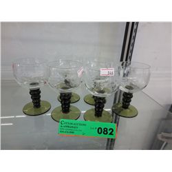 6 Vintage German etched wine glasses