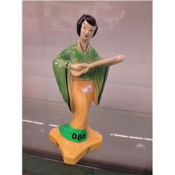 Vintage glazed ceramic Geisha statue