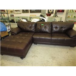 NEW - Brown leather sectional w/ chaise