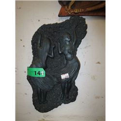Carved Hawaiian lava rock wall plaque