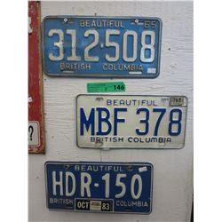 4 BC license plates 1965-1983