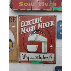 Electric mixer tin advertising sign