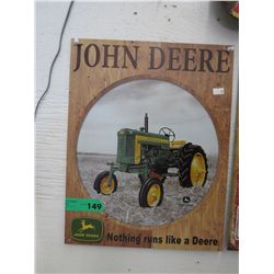 John Deere tin advertising sign