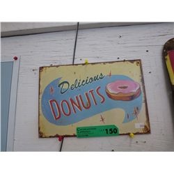 Vintage metal donut sign