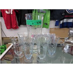 Vintage etched glass - 1 Vase & 6 glasses