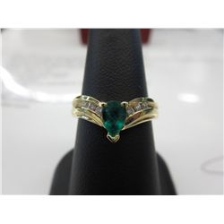 14KT yellow gold Emerald & Diamond ring