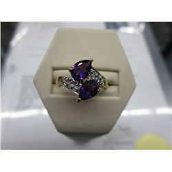14KT yellow gold Amethyst & Diamond ring