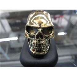 Mans solid Bronze Skull motif ring