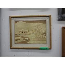 Framed wood art picture