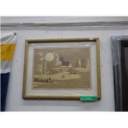 Framed wood art picture