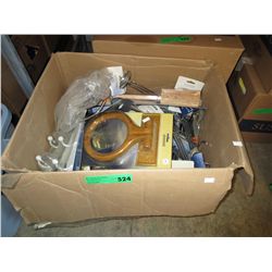 Box of towel hangers, etc.