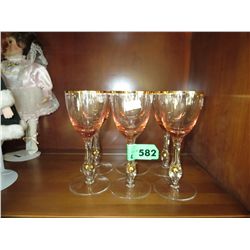 6 Vintage wine glasses