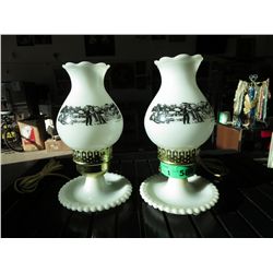 2 Vintage milk glass electric lamps