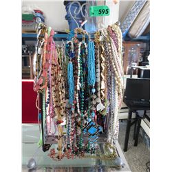 Necklace rack & contents