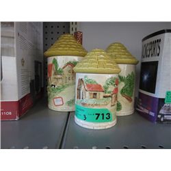 3 Vintage canisters, cottage motif