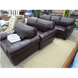 NEW -  3 pc brown leather living room suite