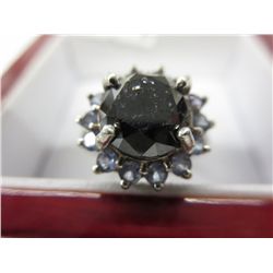 Ladies Black diamond & Tanzanite ring