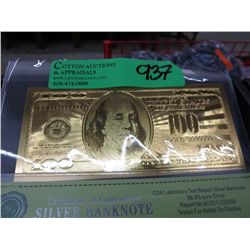 Gold bank note - Certified .999 Gold