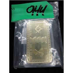 Masonic .999 Gold clad art bar