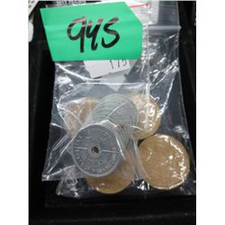 4 Wood nickels & 10 tax tokens