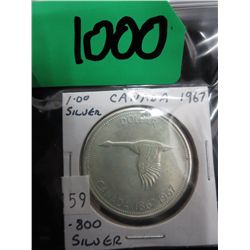 1967 CDN .800 silver Centennial dollar