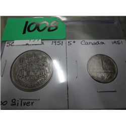 1951 CDN silver 50¢ coin & commemorative nickel