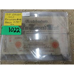 1910 Germany 1000 Mark Reichsbanknote