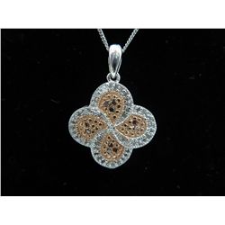 Silver cocktail pendant set with 48 red diamonds