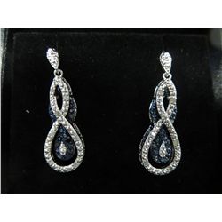 Ladies white & blue diamond earrings