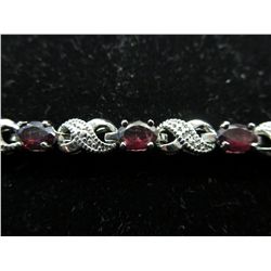 Garnet & diamond 6 carat gemstone tennis bracelet