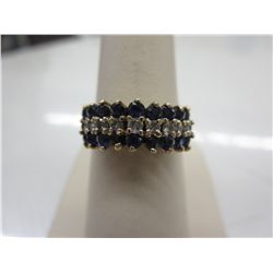 14KT gold 4.20 gram diamond & sapphire ring