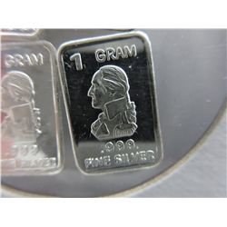 4 x .999 silver bullion art bars