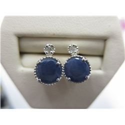 Brand new round sapphire & diamond stud earrings
