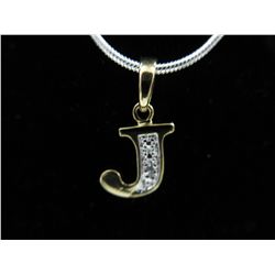 Silver & gold diamond initial "J" necklace set